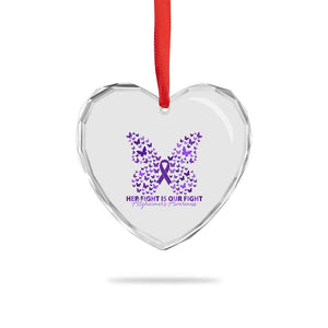 Alzheimers Awareness Butterfly Support Gift Heart Crystal Glass Ornament Her Fight Our Fight