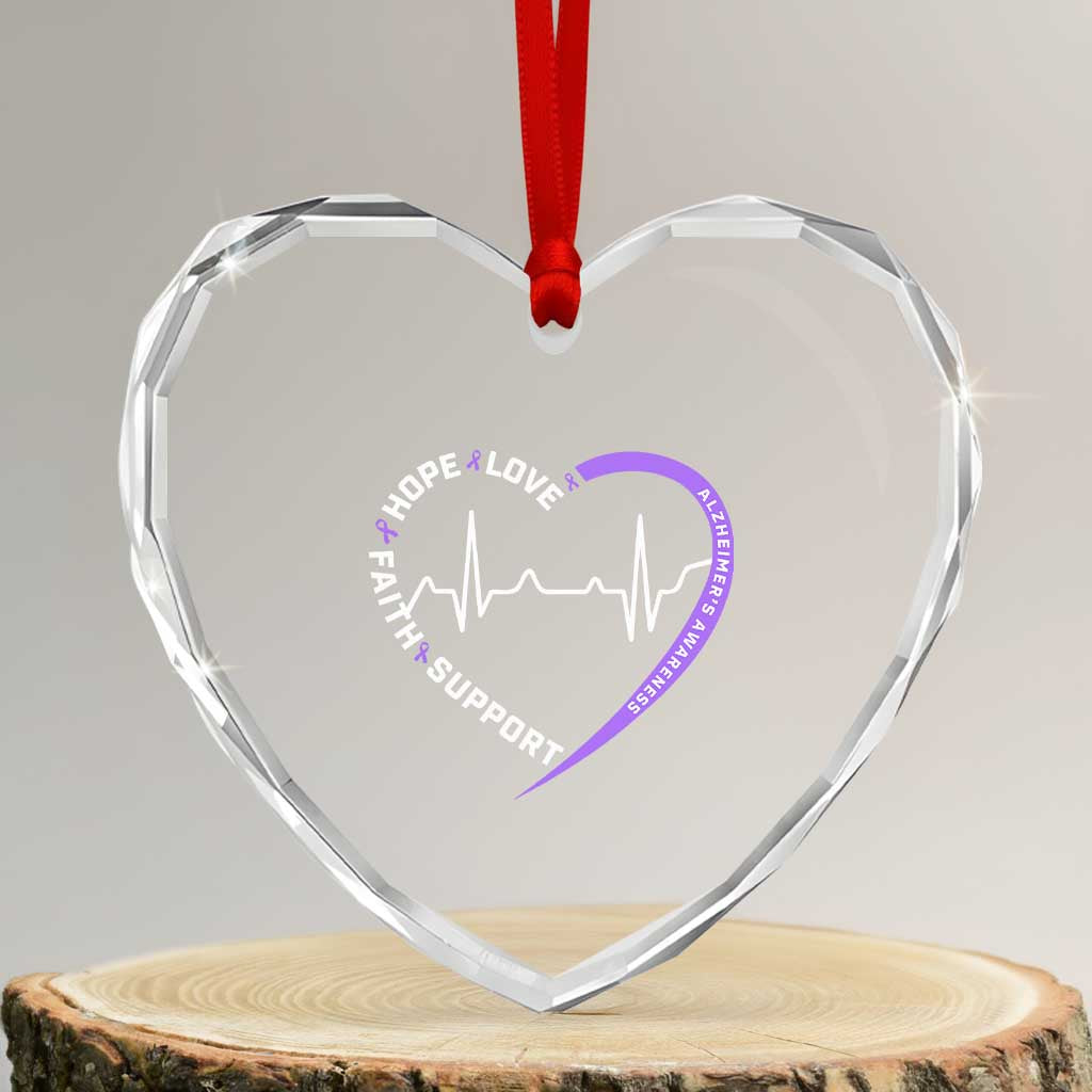 Alzheimers Awareness Heart Heartbeat Purple Ribbon Heart Crystal Glass Ornament Hope Love Faith Support TS12 Transparent Glass 3'' Heart Print Your Wear