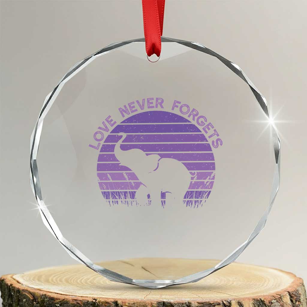 Alzheimer's Awareness Support Crystal Glass Ornament Vintage Elephant Love Never Forgets TS12 Transparent Glass 3'' Circle Print Your Wear