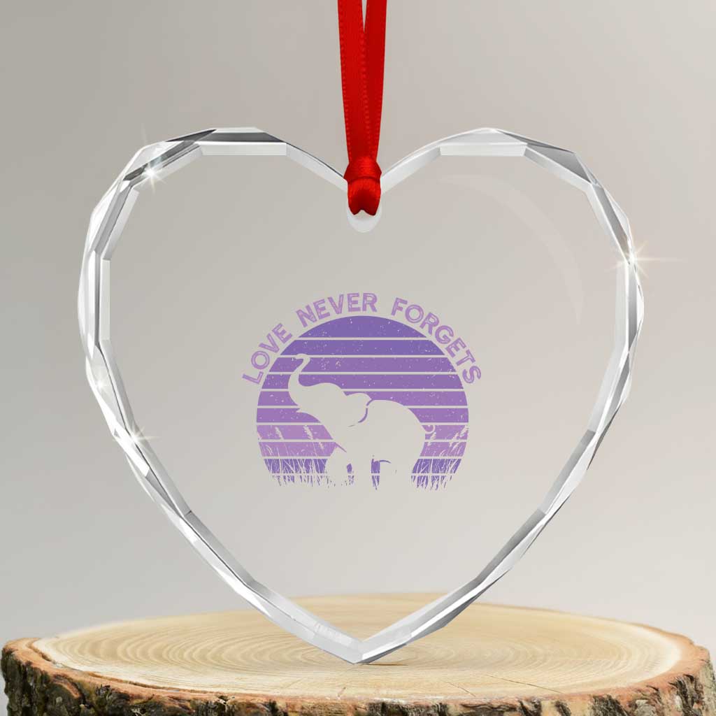Alzheimer's Awareness Support Heart Crystal Glass Ornament Vintage Elephant Love Never Forgets TS12 Transparent Glass 3'' Heart Print Your Wear