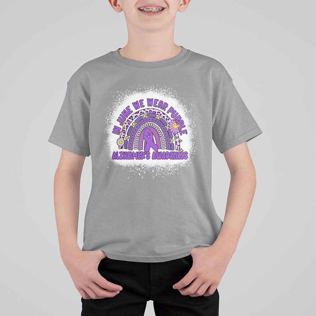 Alzheimer's Awareness T Shirt For Kid In June We Wear Purple Rainbow TS02 Sport Gray Print Your Wear