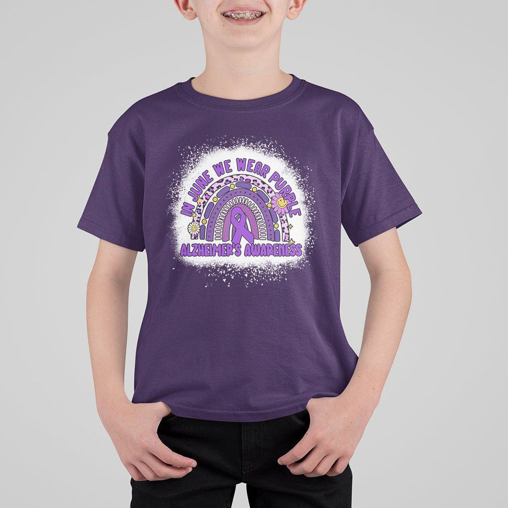 Alzheimer's Awareness T Shirt For Kid In June We Wear Purple Rainbow TS02 Purple Print Your Wear