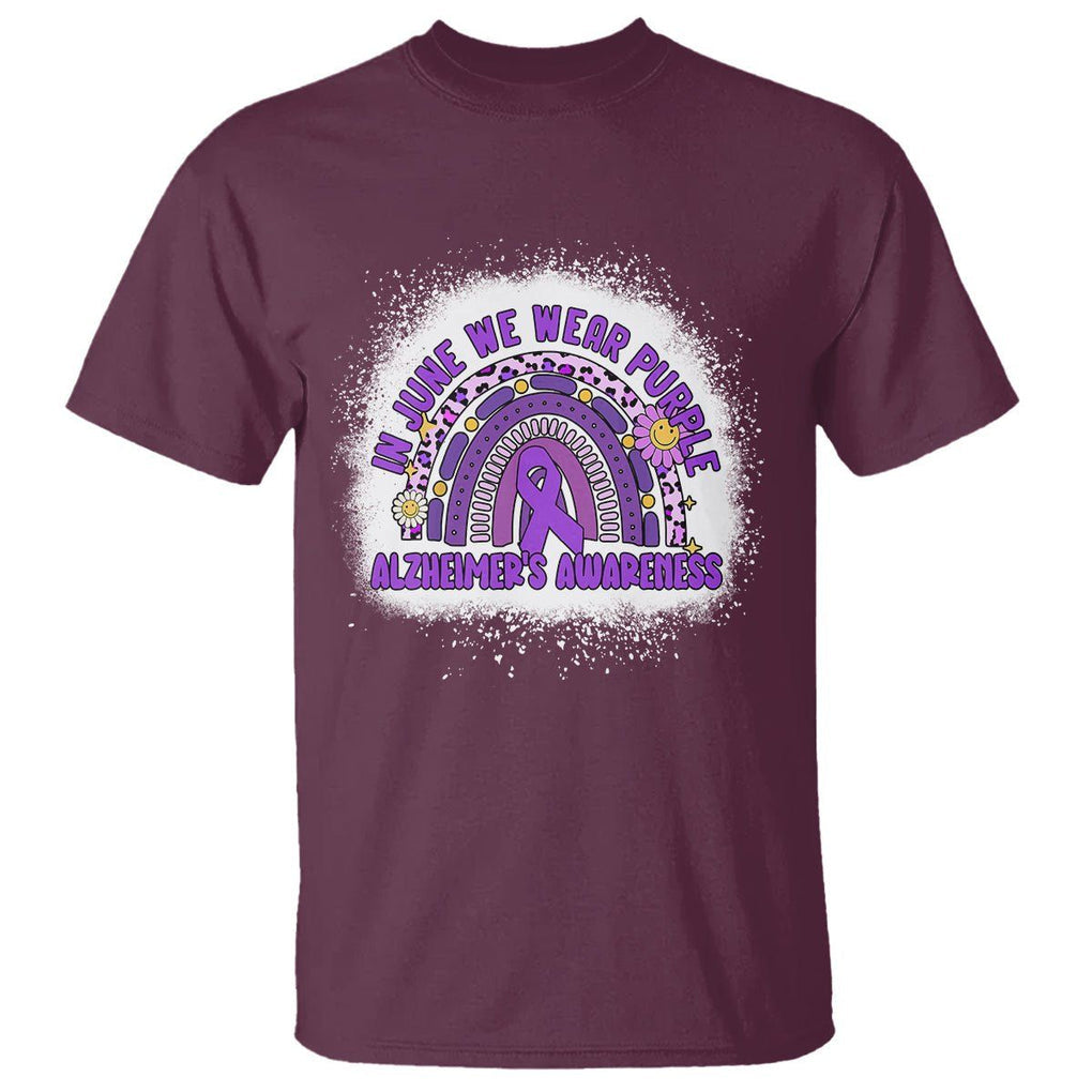 Alzheimer's Awareness T Shirt In June We Wear Purple Rainbow TS02 Maroon Print Your Wear