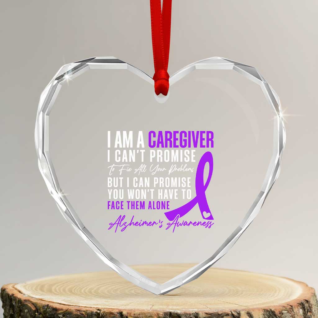 Alzheimer's Caregiver Support Heart Crystal Glass Ornament Purple Ribbon Hope Graphic TS12 Transparent Glass 3'' Heart Print Your Wear