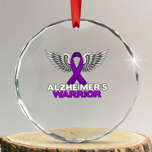 Alzheimers Warrior Crystal Glass Ornament Purple Ribbon Angel Wings Memory Support Gift