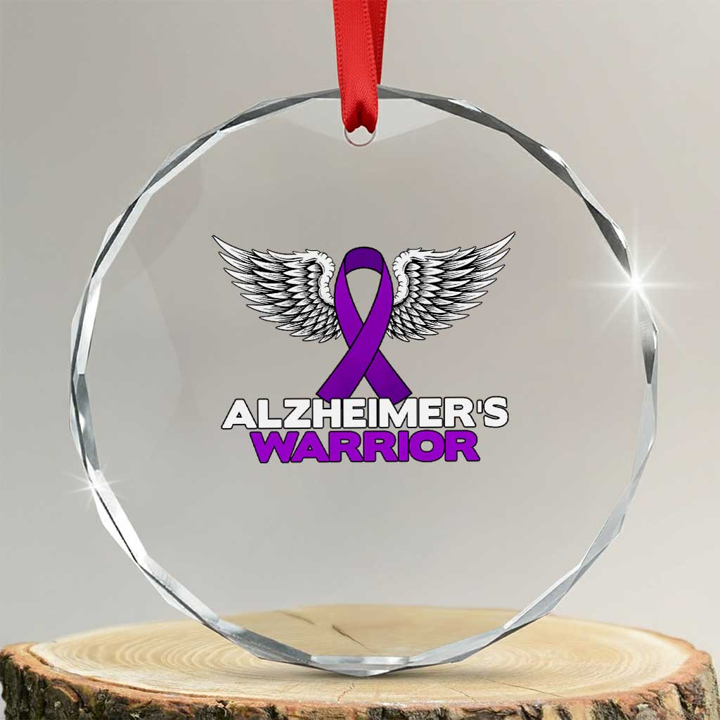 Alzheimers Warrior Crystal Glass Ornament Purple Ribbon Angel Wings Memory Support Gift TS12 Transparent Glass 3'' Circle Print Your Wear