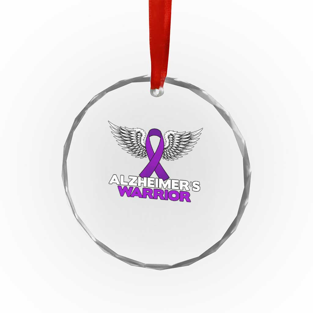 Alzheimers Warrior Crystal Glass Ornament Purple Ribbon Angel Wings Memory Support Gift