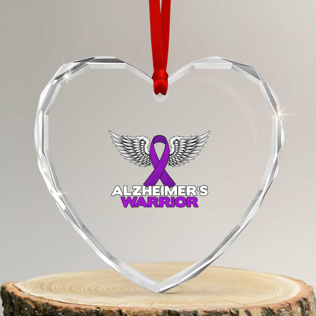 Alzheimers Warrior Heart Crystal Glass Ornament Purple Ribbon Angel Wings Memory Support Gift TS12 Transparent Glass 3'' Heart Print Your Wear