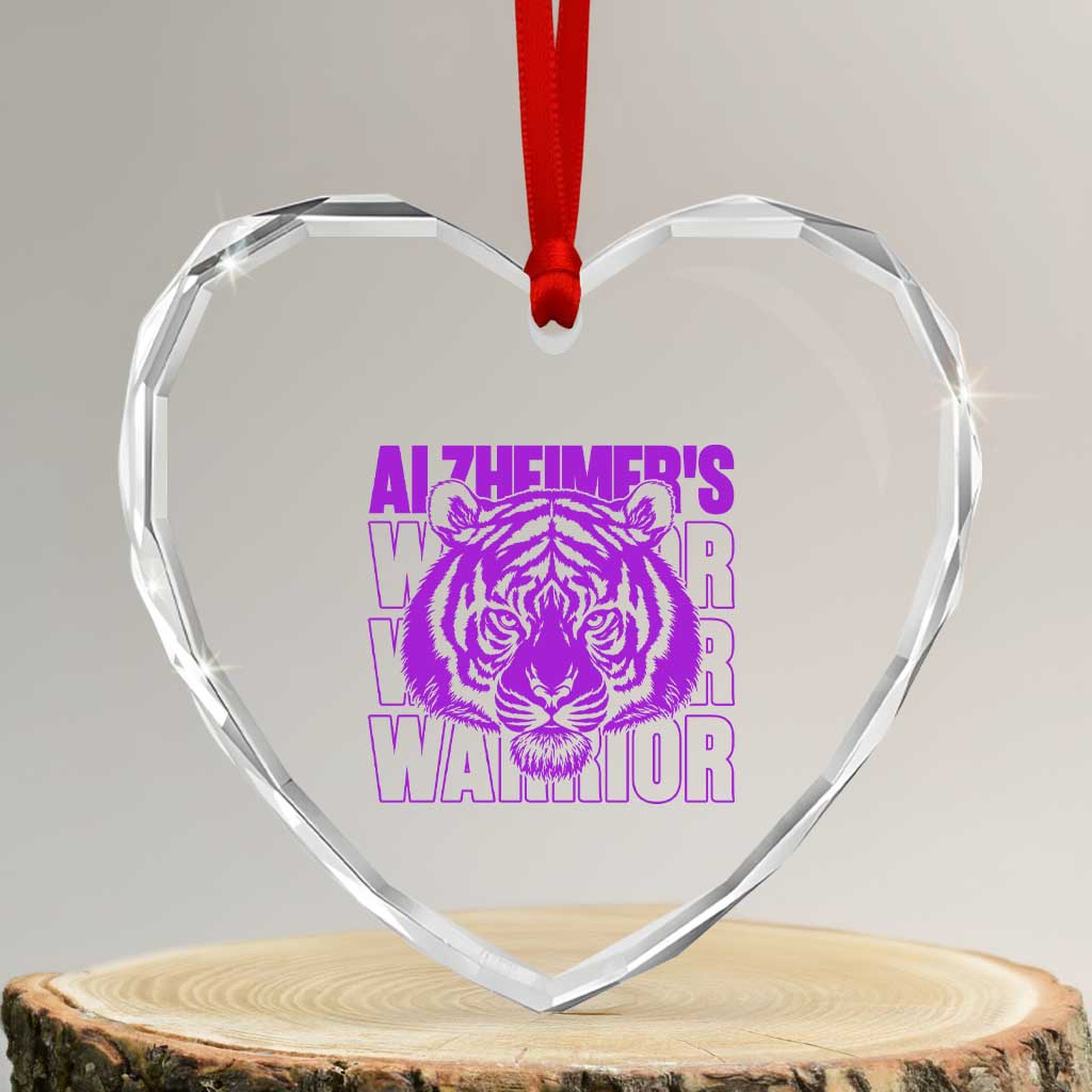 Alzheimer's Warrior Heart Crystal Glass Ornament Purple Tiger Ribbon Support Graphic TS12 Transparent Glass 3'' Heart Print Your Wear