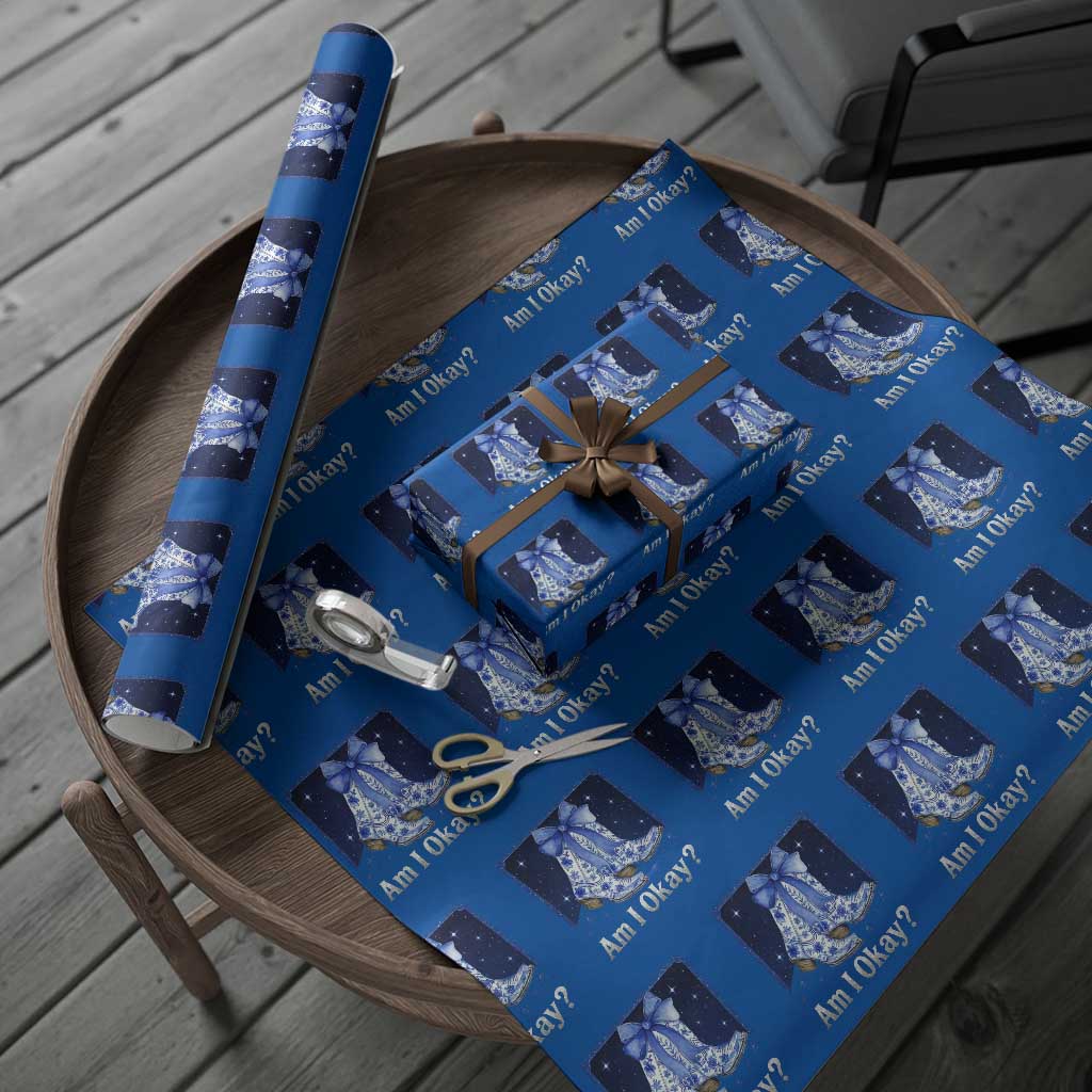 Am I Okay Wrapping Paper Roll Boot Cowgirl Coquette Bow TS10 Blue Print Your Wear
