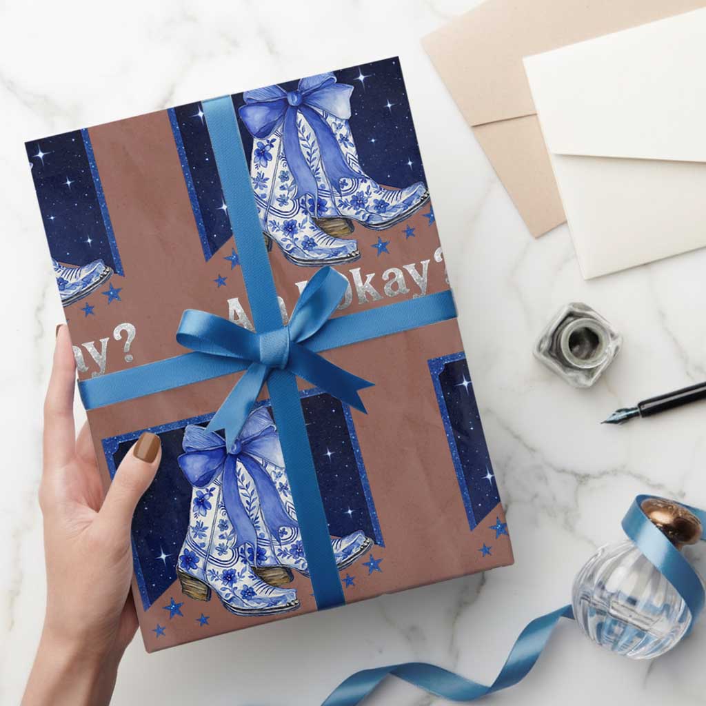 Am I Okay Wrapping Paper Roll Boot Cowgirl Coquette Bow TS10 Mocha Print Your Wear