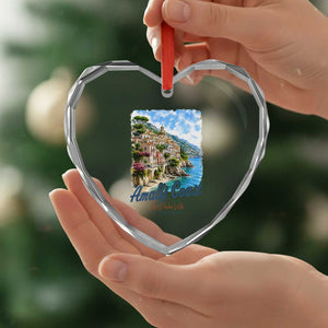 Amalfi Coast Heart Crystal Glass Ornament La Dolce Vita Italy Coastal Village Vintage Mediterranean Paradise