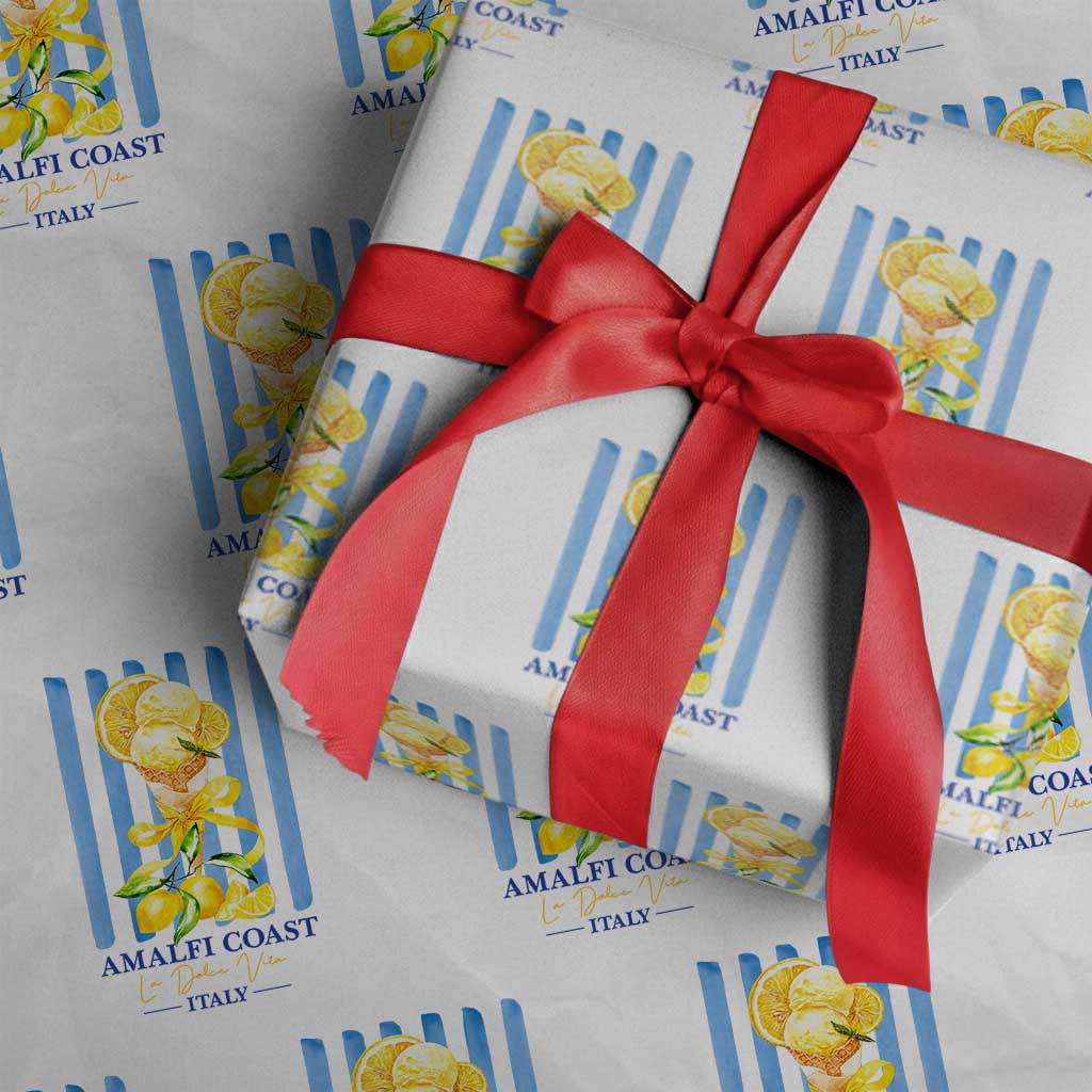 Amalfi Coast Italy Lemon Gelato Wrapping Paper Roll La Dolce Vita Citrus Summer Travel Vintage Coastal TS10 White Print Your Wear