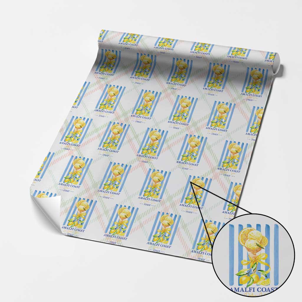 Amalfi Coast Italy Lemon Gelato Wrapping Paper Roll La Dolce Vita Citrus Summer Travel Vintage Coastal