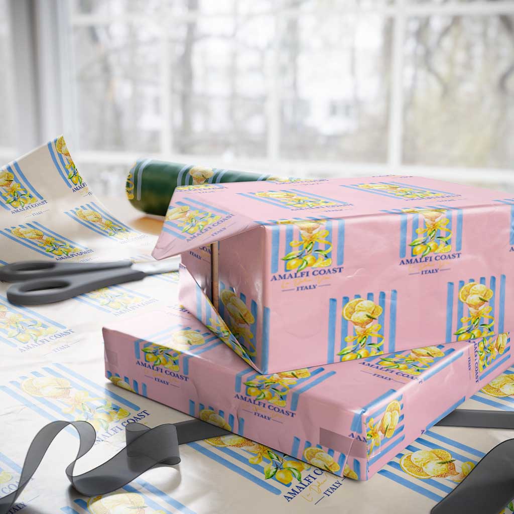 Amalfi Coast Italy Lemon Gelato Wrapping Paper Roll La Dolce Vita Citrus Summer Travel Vintage Coastal