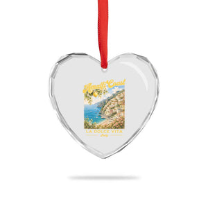 Amalfi Coast La Dolce Vita Italy Heart Crystal Glass Ornament Vintage Summer Amalfi Coast