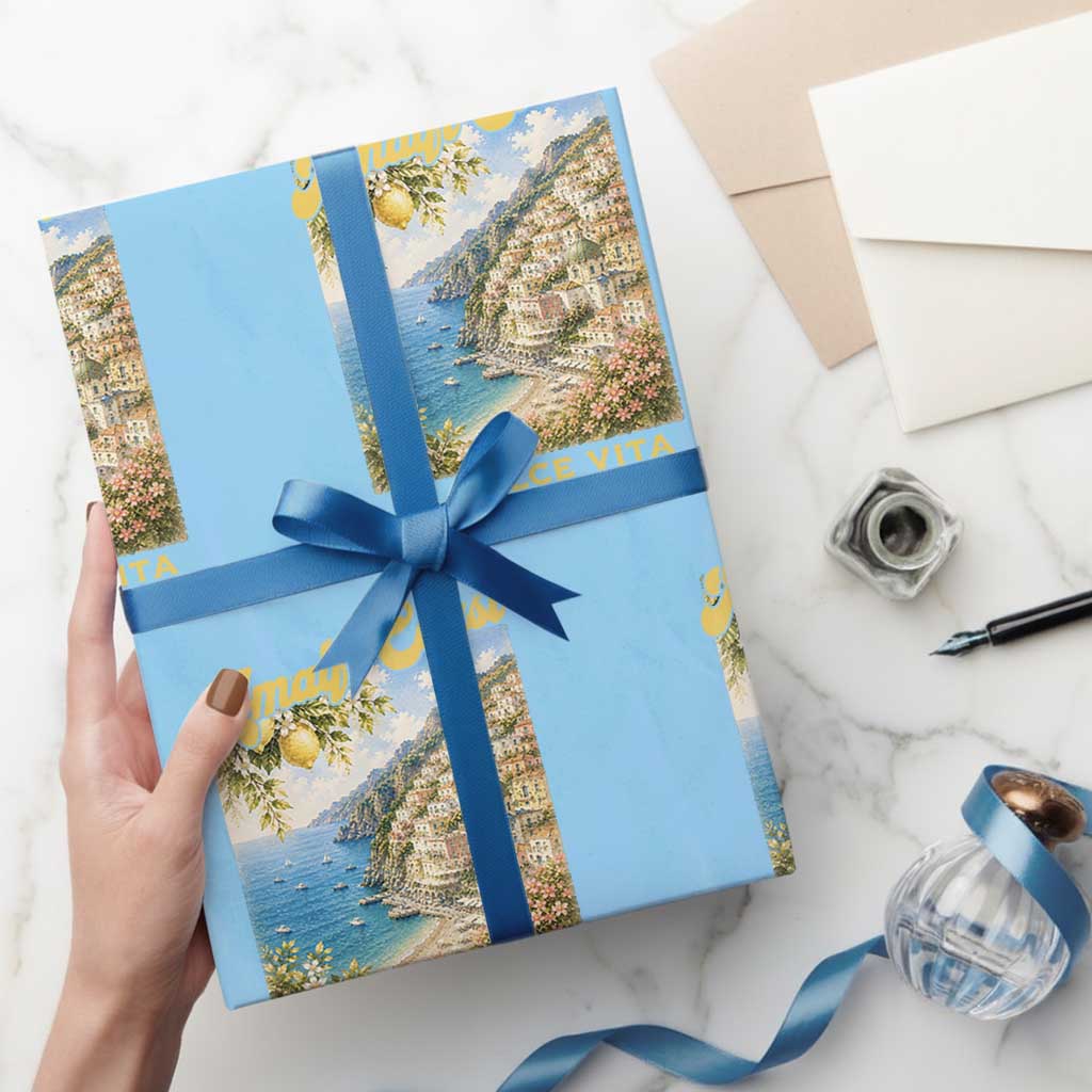 Amalfi Coast La Dolce Vita Italy Wrapping Paper Roll Vintage Summer Amalfi Coast