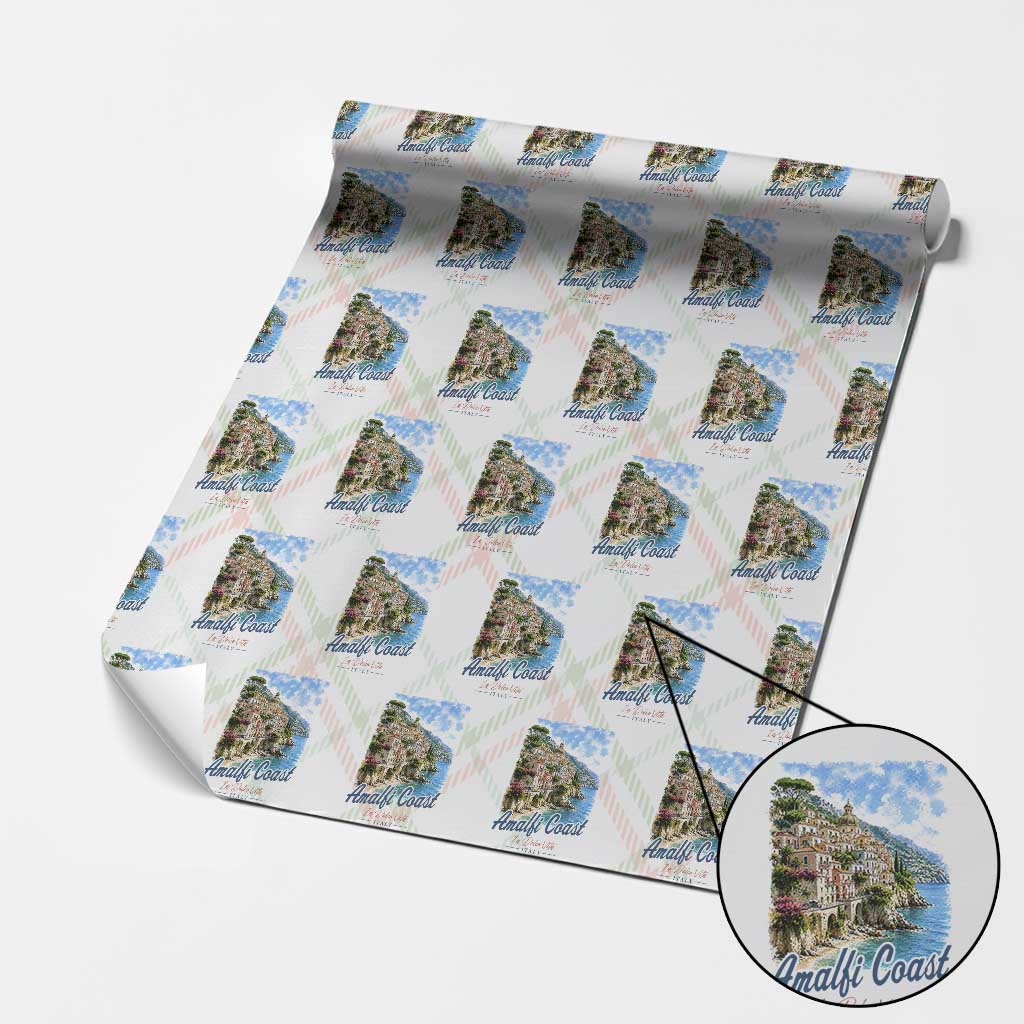 Amalfi Coast Wrapping Paper Roll La Dolce Vita Italy Coastal Village Vintage Mediterranean Paradise