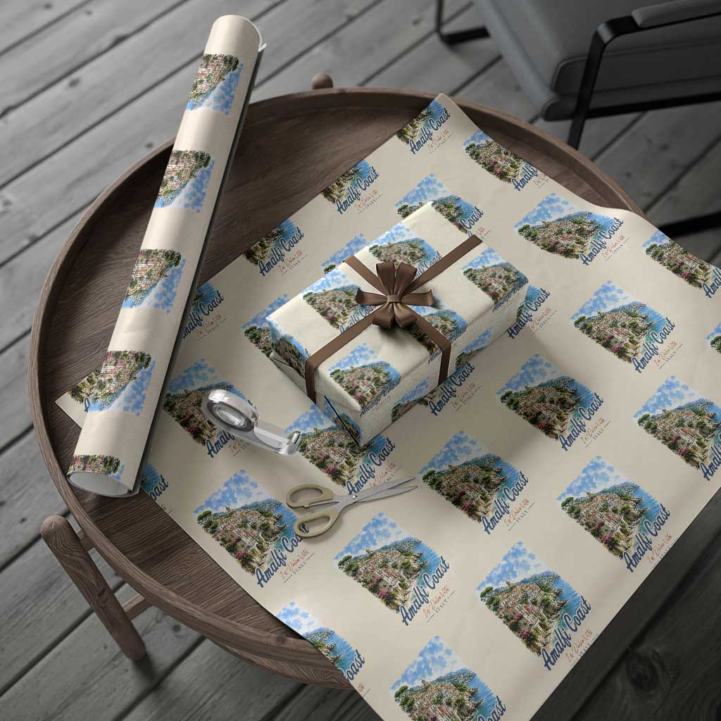 Amalfi Coast Wrapping Paper Roll La Dolce Vita Italy Coastal Village Vintage Mediterranean Paradise