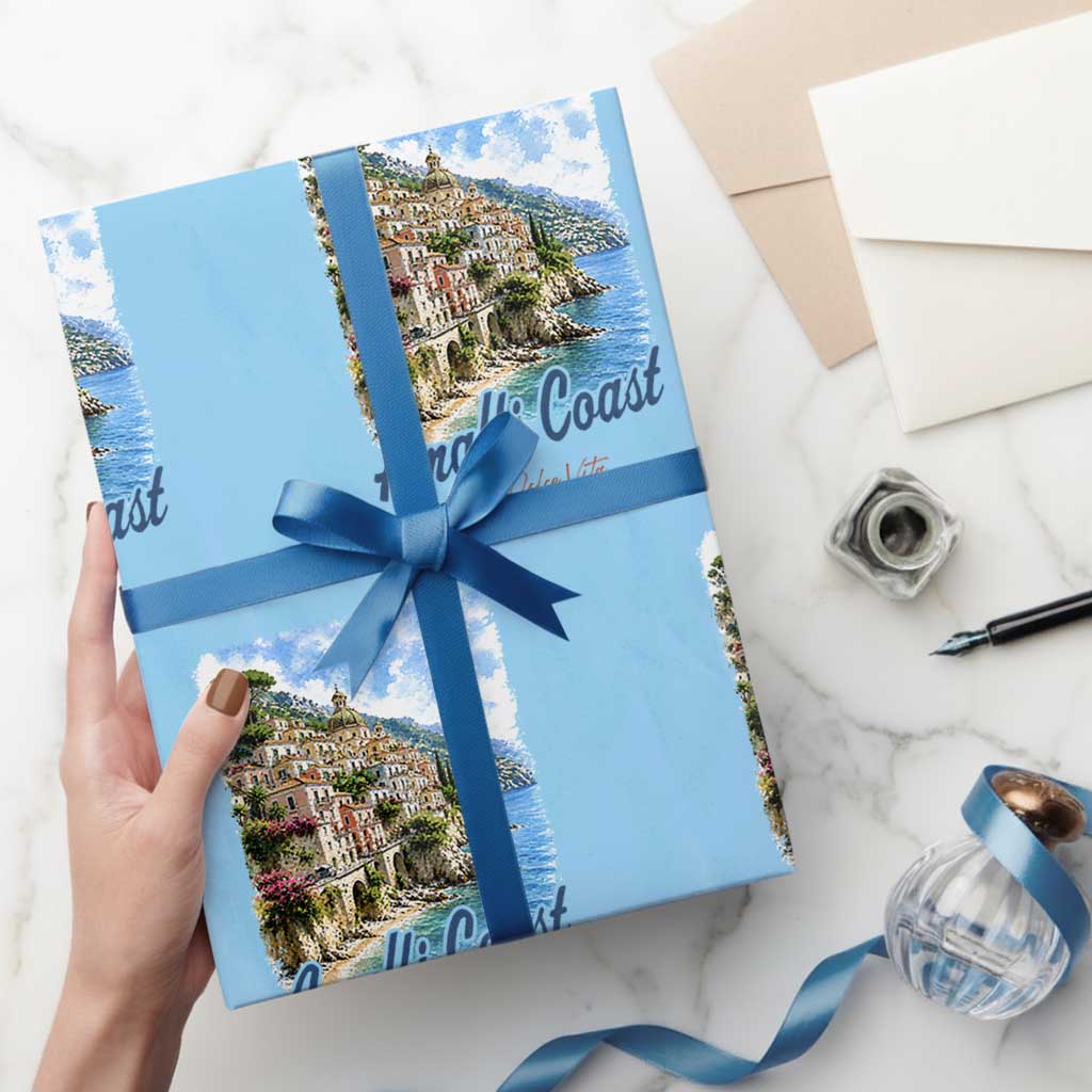 Amalfi Coast Wrapping Paper Roll La Dolce Vita Italy Coastal Village Vintage Mediterranean Paradise