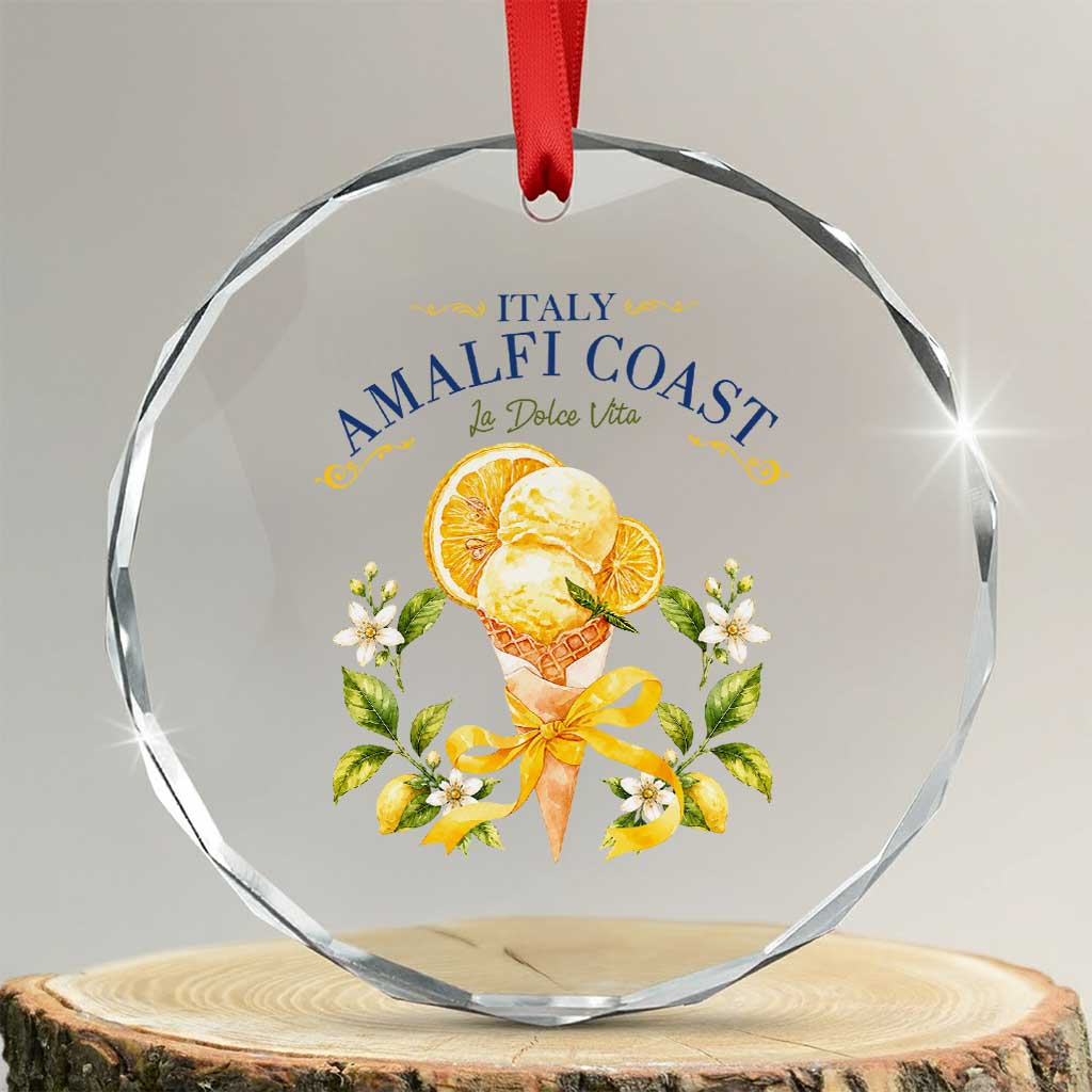 Amalfi Coast Limoncello Gelato Crystal Glass Ornament La Dolce Vita Italy Lemon Dessert Summer TS10 Transparent Glass 3'' Circle Print Your Wear
