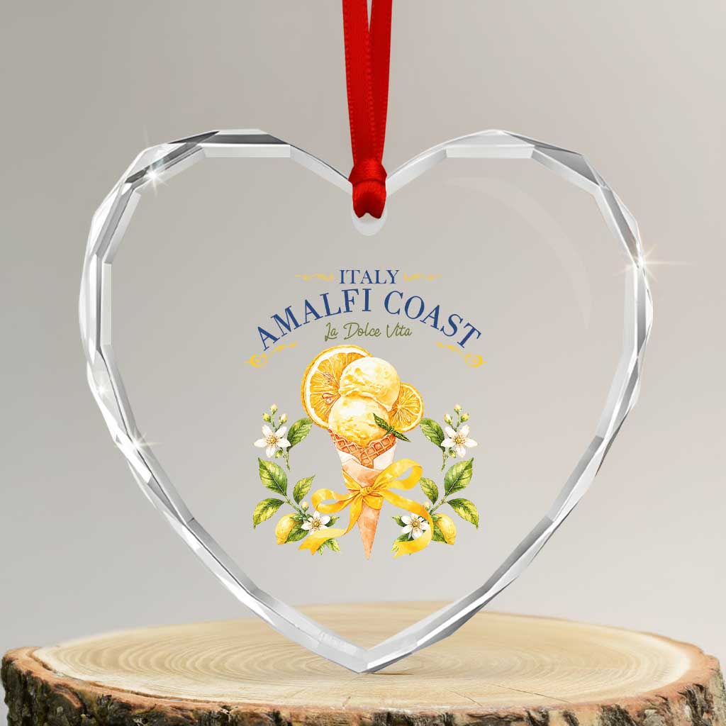 Amalfi Coast Limoncello Gelato Heart Crystal Glass Ornament La Dolce Vita Italy Lemon Dessert Summer TS10 Transparent Glass 3'' Heart Print Your Wear