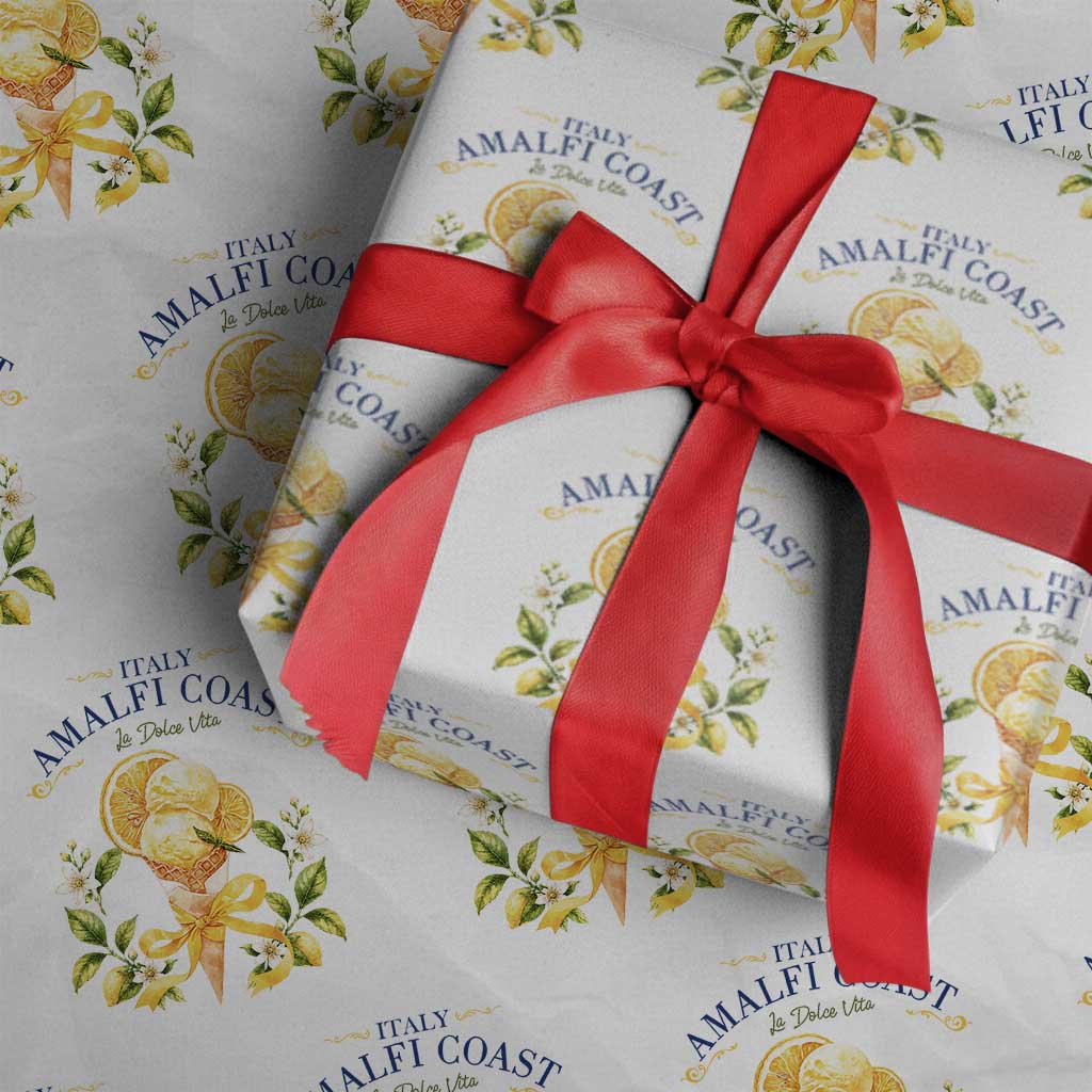 Amalfi Coast Limoncello Gelato Wrapping Paper Roll La Dolce Vita Italy Lemon Dessert Summer