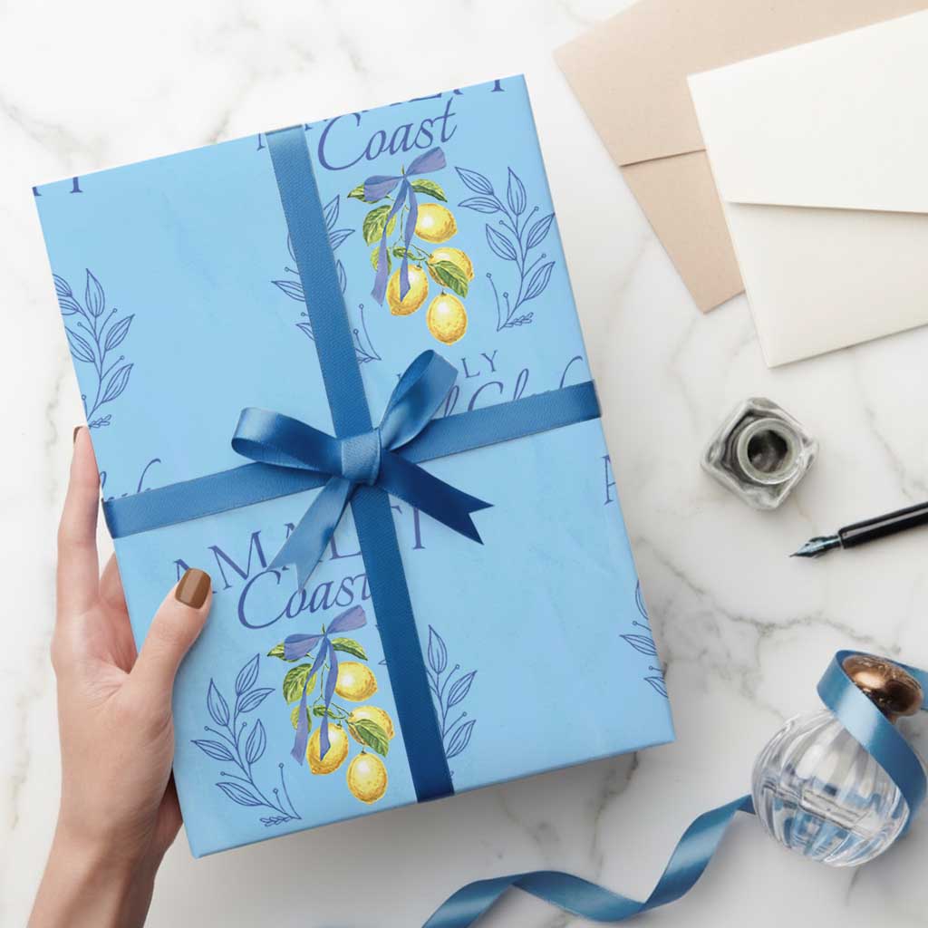 Amalfi Coast Wrapping Paper Roll Sorrento Italy Vacation Gift TS10 Light Blue Print Your Wear