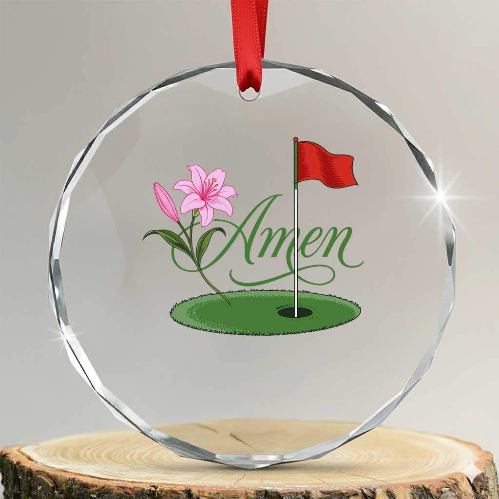 Amen Funny Golf Crystal Glass Ornament Azalea Floral Augusta Georgia for Golfers TS11 Transparent Glass 3'' Circle Print Your Wear