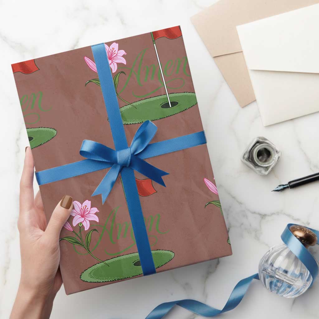Amen Funny Golf Wrapping Paper Roll Azalea Floral Augusta Georgia for Golfers TS11 Mocha Print Your Wear