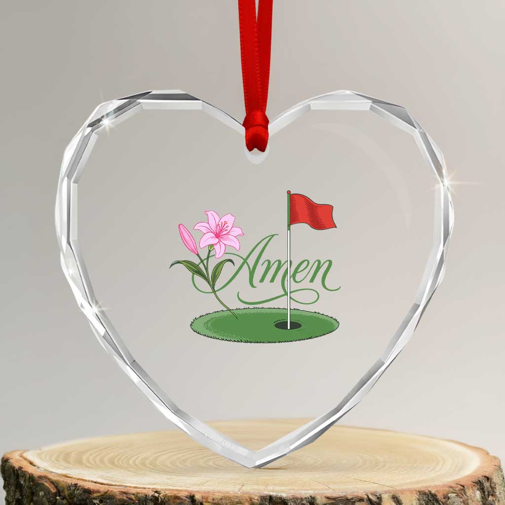 Amen Funny Golf Heart Crystal Glass Ornament Azalea Floral Augusta Georgia for Golfers TS11 Transparent Glass 3'' Heart Print Your Wear