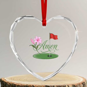 Amen Funny Golf Heart Crystal Glass Ornament Azalea Floral Augusta Georgia for Golfers TS11 Transparent Glass 3'' Heart Print Your Wear