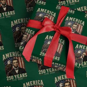 America 250 Years Abraham Lincoln Wrapping Paper Roll Retro Eagle 250th Anniversary USA Flag 1776 2026
