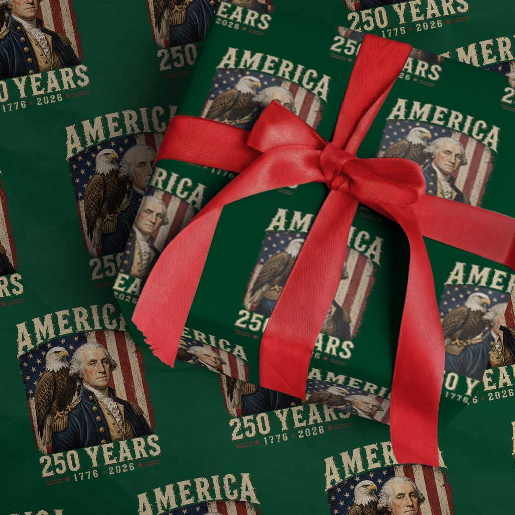 America 250 Years George Washington Wrapping Paper Roll Retro Eagle 250th Anniversary USA Flag 1776 2026
