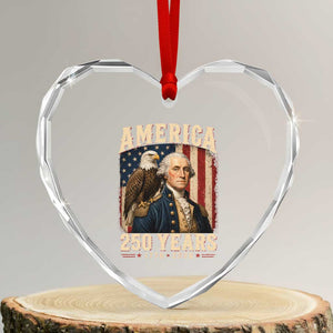 America 250 Years George Washington Heart Crystal Glass Ornament Retro Eagle 250th Anniversary USA Flag 1776 2026