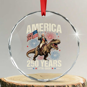 America 250 Years George Washington Riding Tyrannosaurus Rex Crystal Glass Ornament TS11 Transparent Glass 3'' Circle Print Your Wear