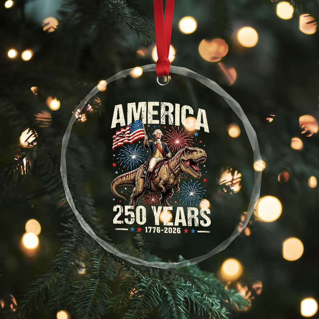 America 250 Years George Washington Riding Tyrannosaurus Rex Crystal Glass Ornament TS11 Print Your Wear