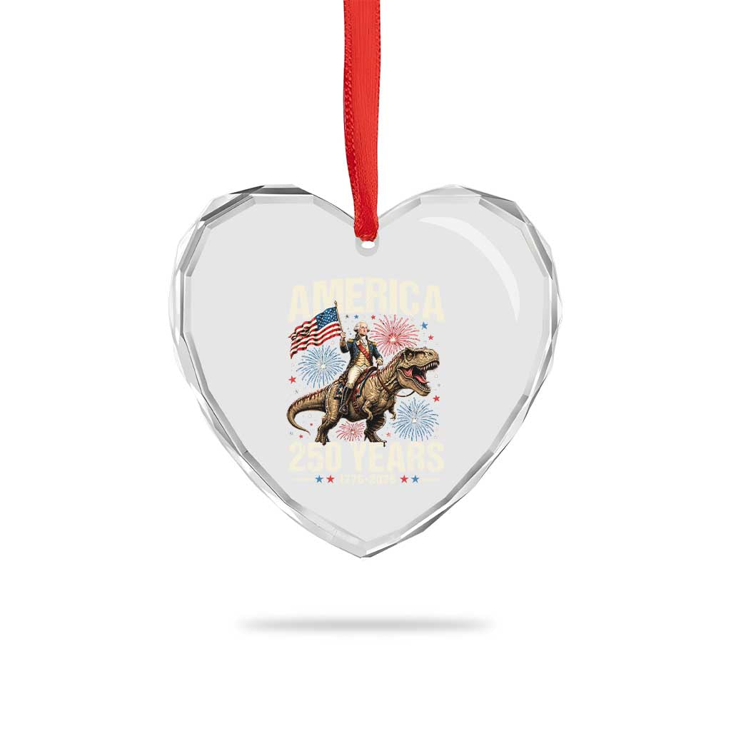 America 250 Years George Washington Riding Tyrannosaurus Rex Heart Crystal Glass Ornament TS11 Print Your Wear