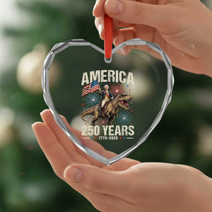 America 250 Years George Washington Riding Tyrannosaurus Rex Heart Crystal Glass Ornament TS11 Print Your Wear