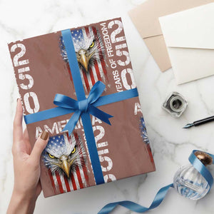 America 250 Years Of Freedom Wrapping Paper Roll USA Anniversary Bald Eagle Patriotic Jets TS11 Mocha Print Your Wear