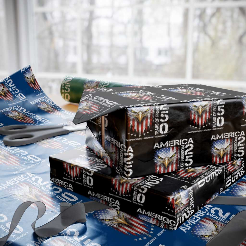 America 250 Years Of Freedom Wrapping Paper Roll USA Anniversary Bald Eagle Patriotic Jets TS11 Black Print Your Wear