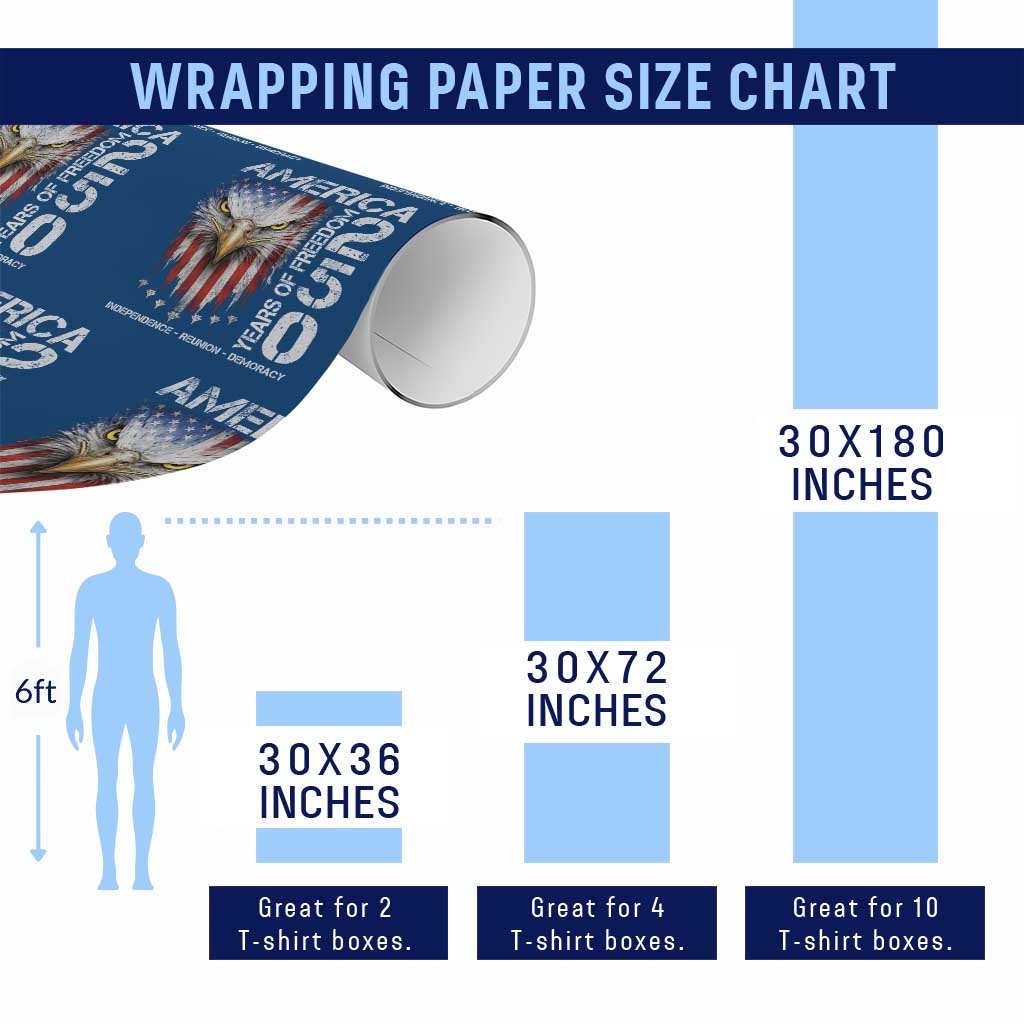 America 250 Years Of Freedom Wrapping Paper Roll USA Anniversary Bald Eagle Patriotic Jets TS11 Print Your Wear