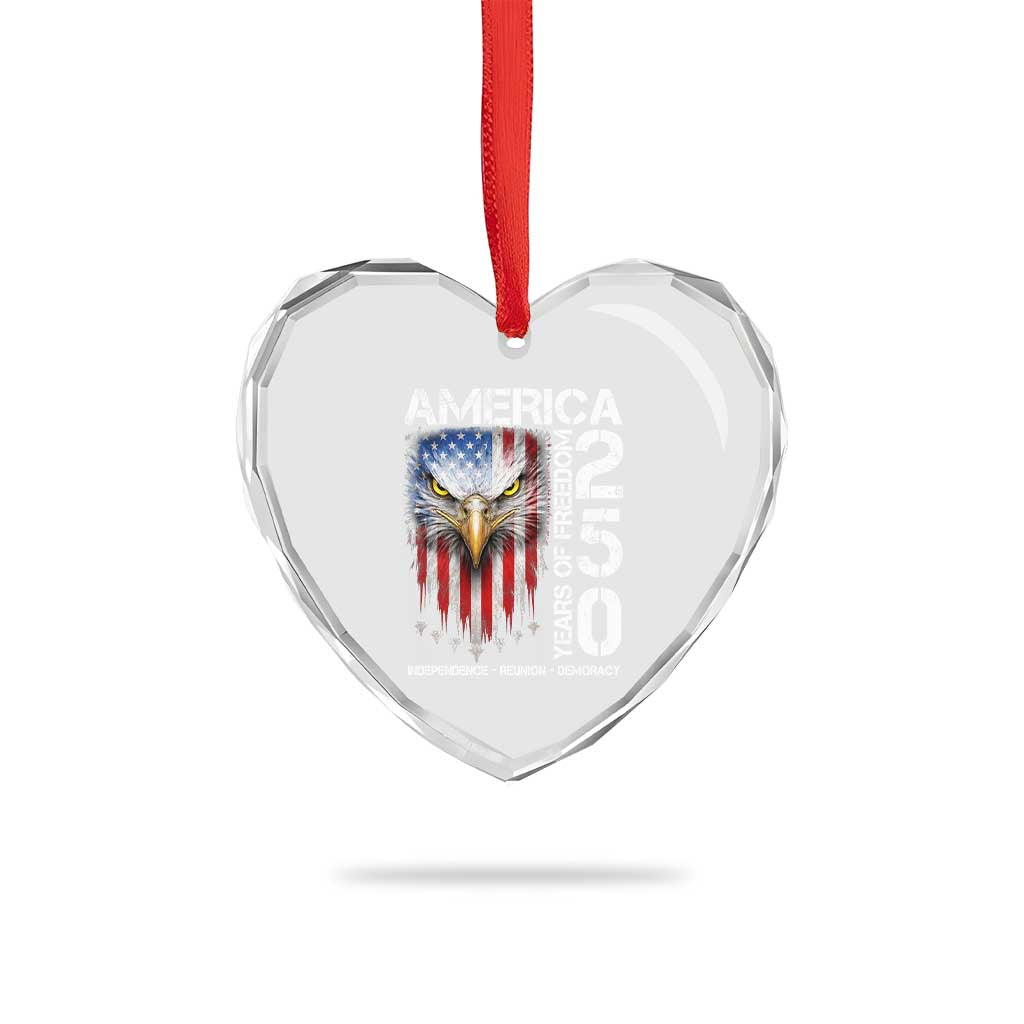 America 250 Years Of Freedom Heart Crystal Glass Ornament USA Anniversary Bald Eagle Patriotic Jets TS11 Print Your Wear