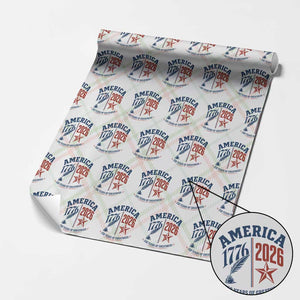 America 250 Years of Greatness Patriotic Wrapping Paper Roll Vintage 1776 to 2026 Quill and Star Semiquincentennial
