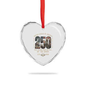 America 250 Years Paid In Full By The Brave Heart Crystal Glass Ornament Patriotic Military Remembrance USA Semiquincentennial