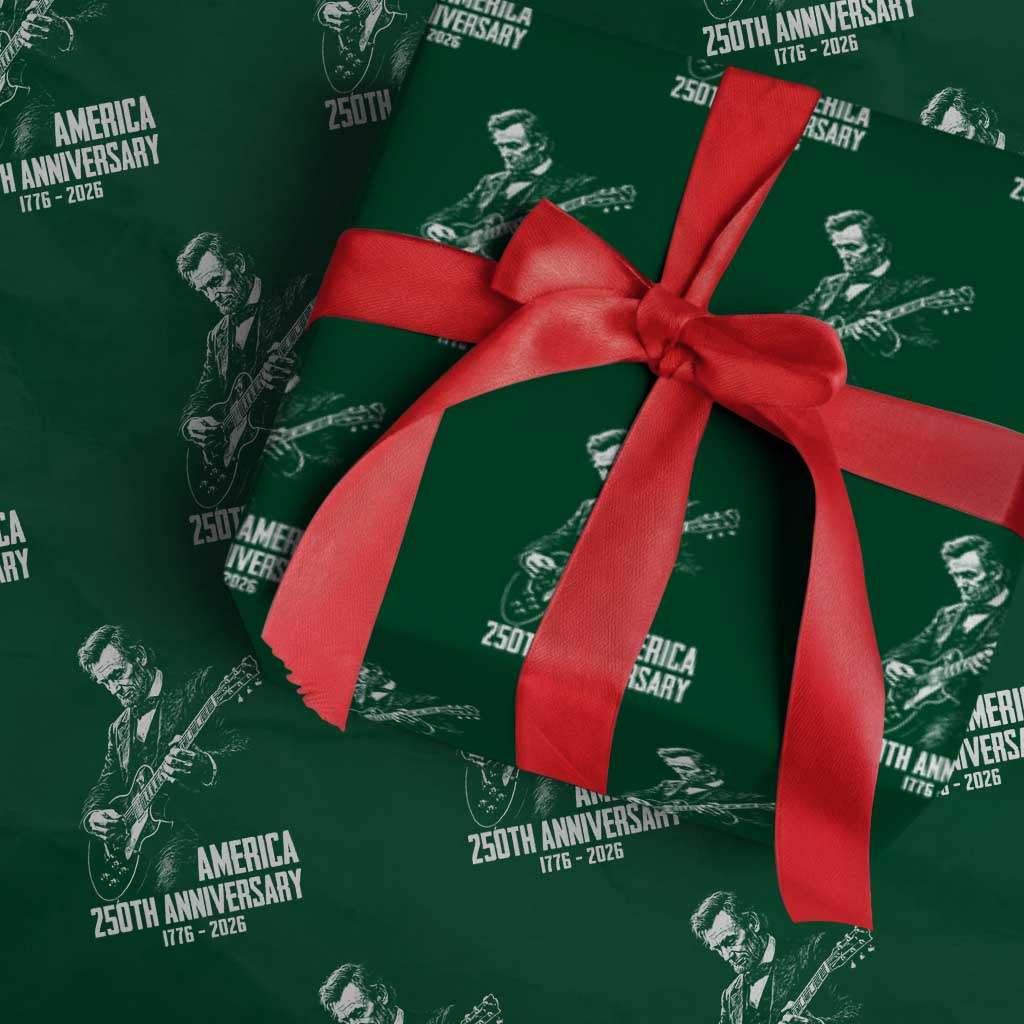 America 250th Anniversary Abraham Lincoln Rock Star Wrapping Paper Roll Funny Electric Guitar Player 1776 to 2026 Semiquincentennial TS02 Green Print Your Wear