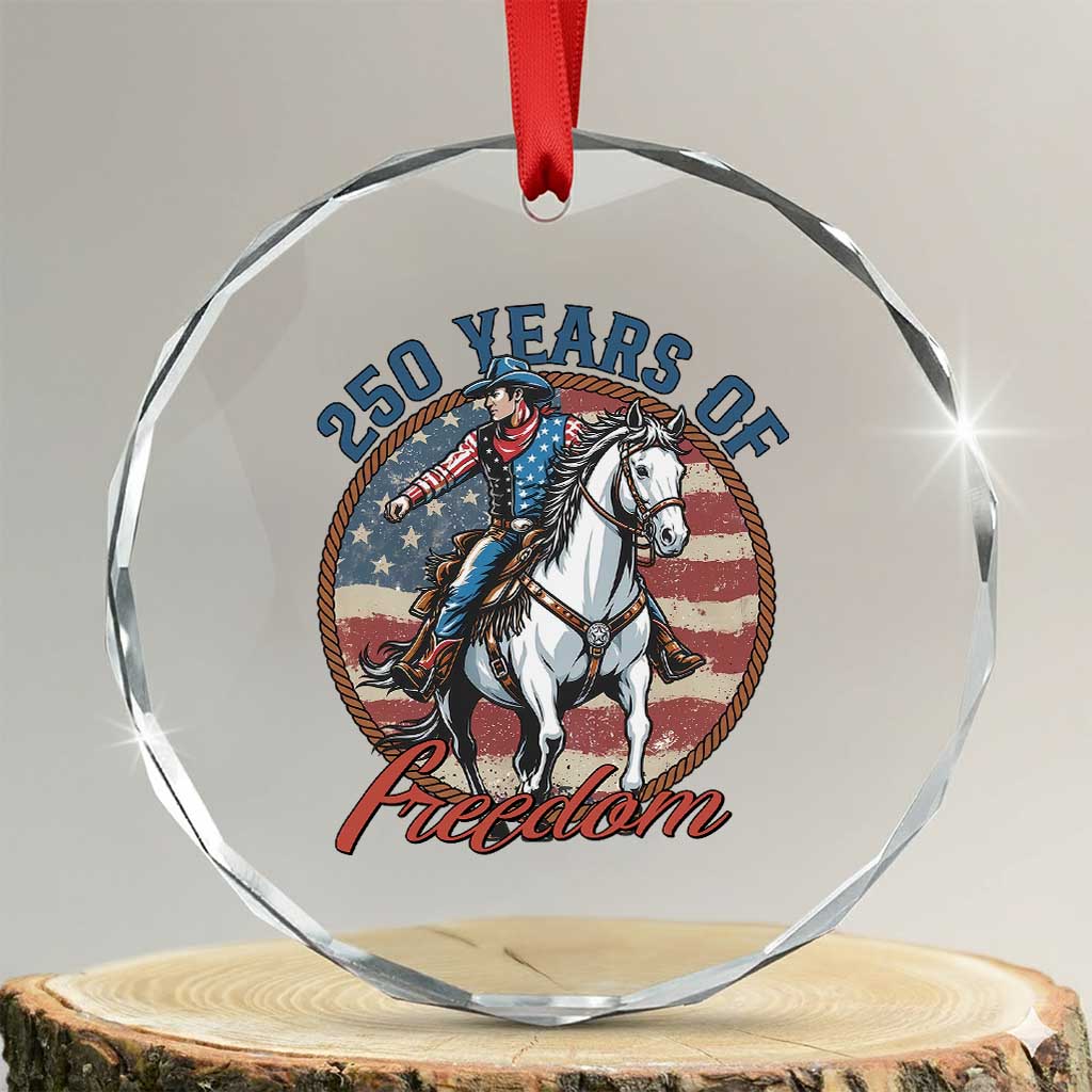 250th Anniversary USA Crystal Glass Ornament American Flag Cowboy Rodeo 4th of July TS14 Transparent Glass 3'' Circle Print Your Wear