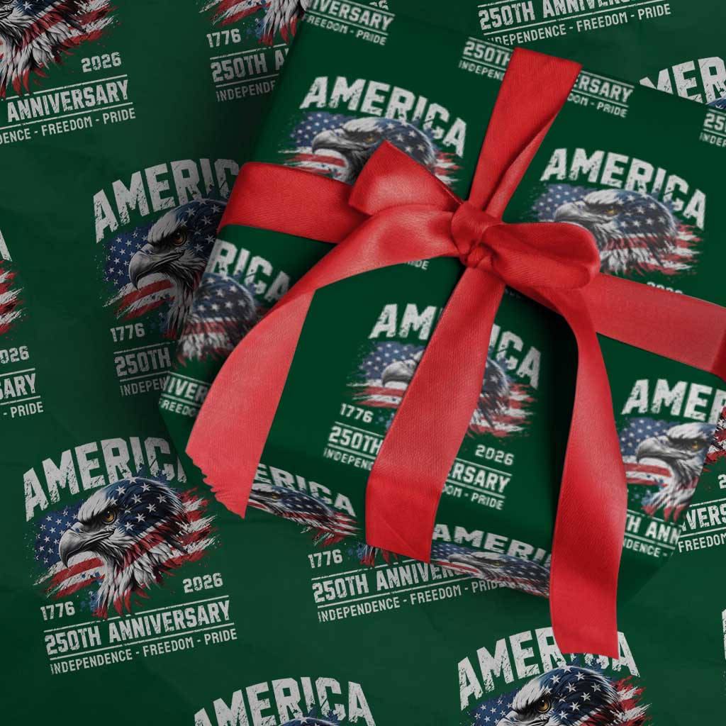 America 250th Anniversary Wrapping Paper Roll USA Patriotic Eagle 1776 2026 Independence Freedom Pride TS11 Green Print Your Wear