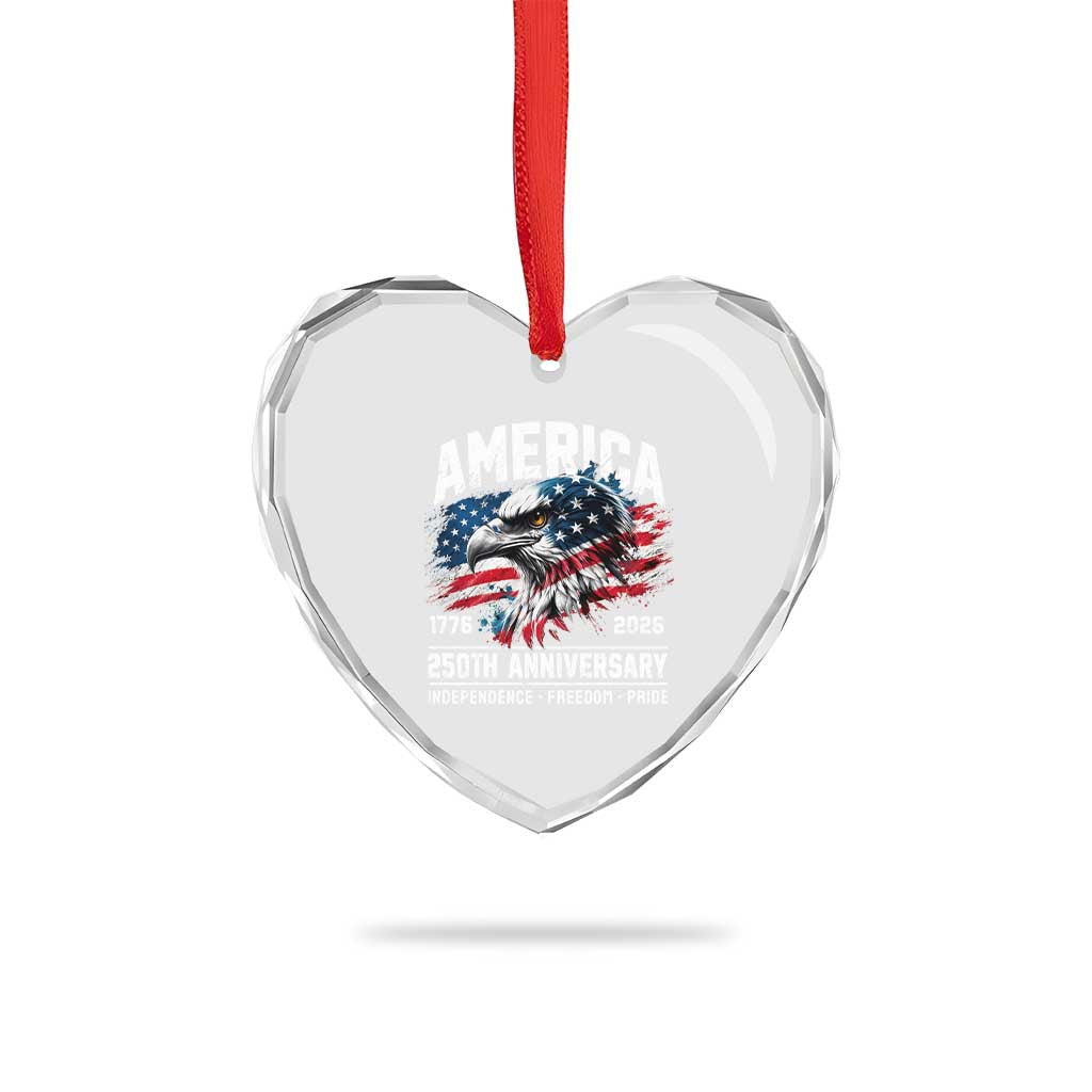 America 250th Anniversary Heart Crystal Glass Ornament USA Patriotic Eagle 1776 2026 Independence Freedom Pride TS11 Print Your Wear