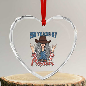 250th Anniversary USA Heart Crystal Glass Ornament Western Cowgirl American Flag 4th of July TS14 Transparent Glass 3'' Heart Print Your Wear